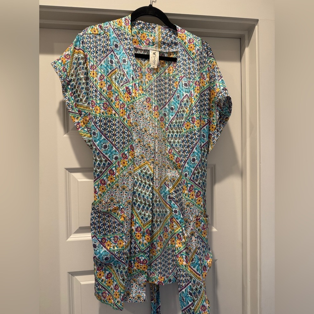 Colorful Geometric Patterned Tunic Kimono Robe dress